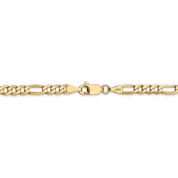 4mm, 14k Yellow Gold, Flat Figaro Chain Necklace, 24 Inch - Picture 4 of 8